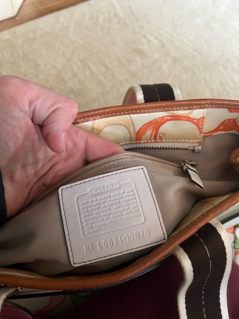 Coach Multicolor Signature Canvas Tote with Pink Handles - Picture 2 of 2
